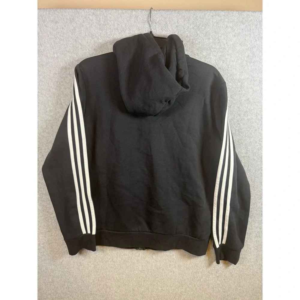 Adidas Mens Essentials 3-Stripes Full Zip Hoodie Black White XL Sweatshirt